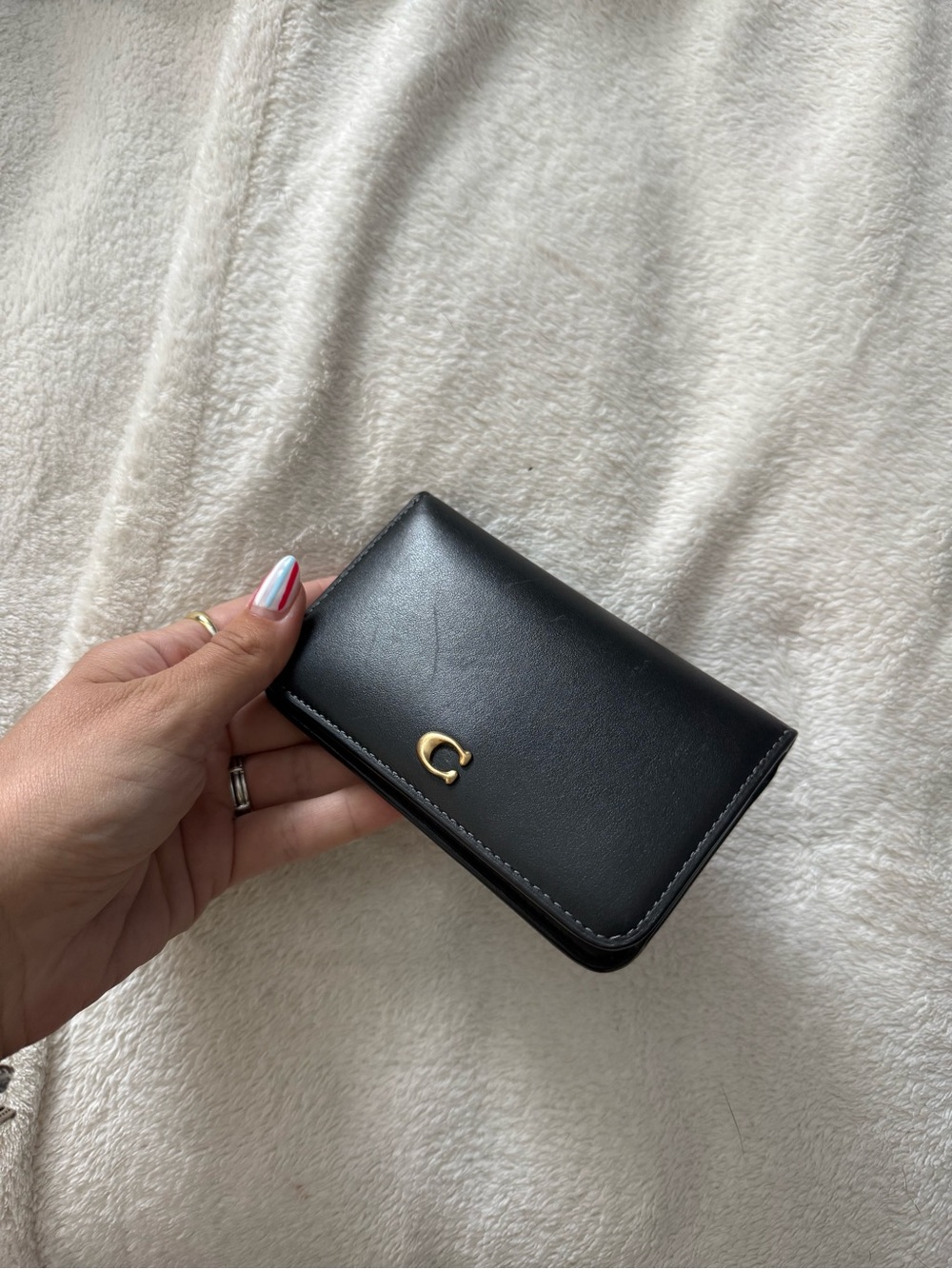 Coach Black Leather Wallet with Gold 'C' Hardware - Picture 2 of 5